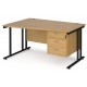 Maestro Cantilever Leg Wave Desk with Three Drawer Pedestal